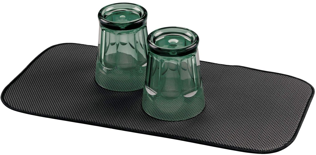 iDesign 40037EU iDry absorberende mat voor werkblad voor het drogen van servies - mini, stof, zwart/wit, 45,72 x 22,86 x 0,5 cm