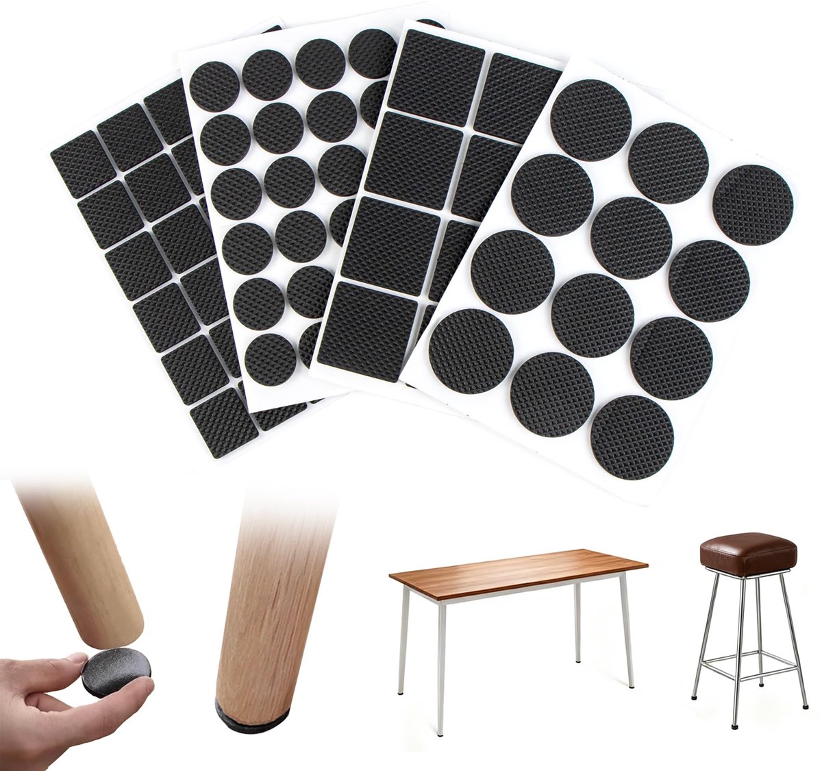 84 stuks meubelverhogers, EVA-meubelpoten, zelfklevend (rond en vierkant), antislip en geluidsreducerend, meubelverhoging voor stoelen, tafels, bank, bed, 4 mm dik