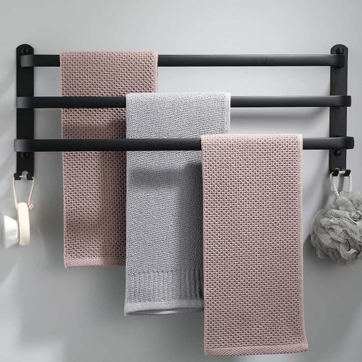 60 cm Handdoekhouder Zonder Boren voor Badkamer en Keuken - Zwart Badkameraccessoireset - Handdoekstang