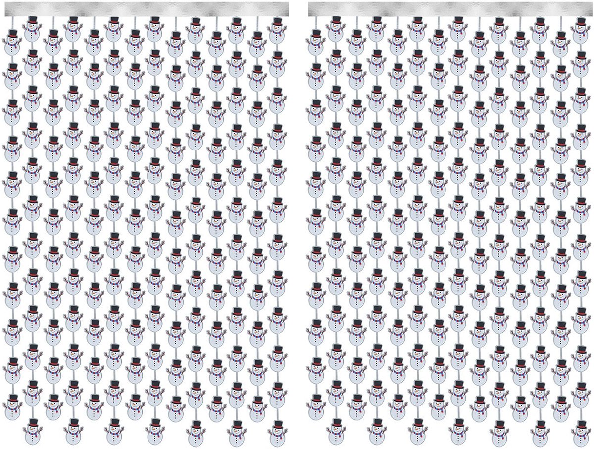2-Pack Kerst Metallic Fringe Gordijnen, Glanzende Tinsel Deurgordijn met Sneeuwpop Ontwerp, Party Decoratie voor Feestdagen, Bruiloft, Foto Achtergrond (1 x 2 m)