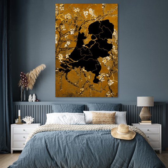 Affiche Carte - Nederland - Fleurs - 120x180 cm XXL