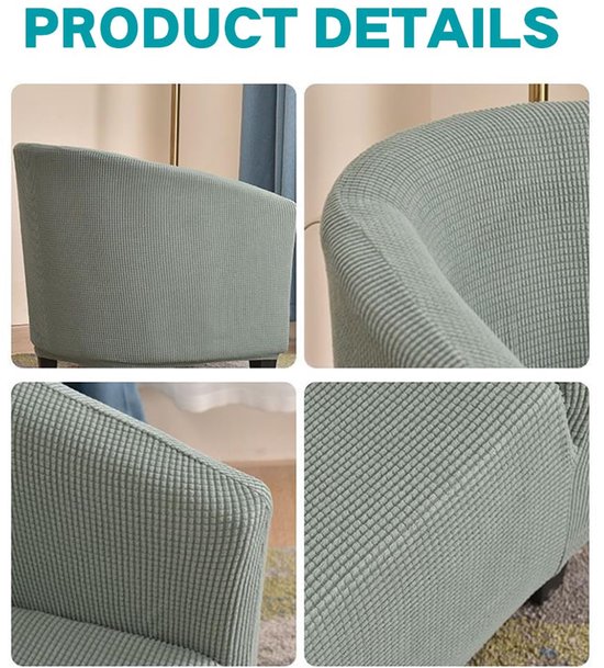 kuipstoelhoes met effen kleur, jacquard, stoelbeschermer, elastisch, stofdicht, wasbaar, universele stoelhoes voor club, woonkamer, kantoor, receptie (wit) — afbeelding 3