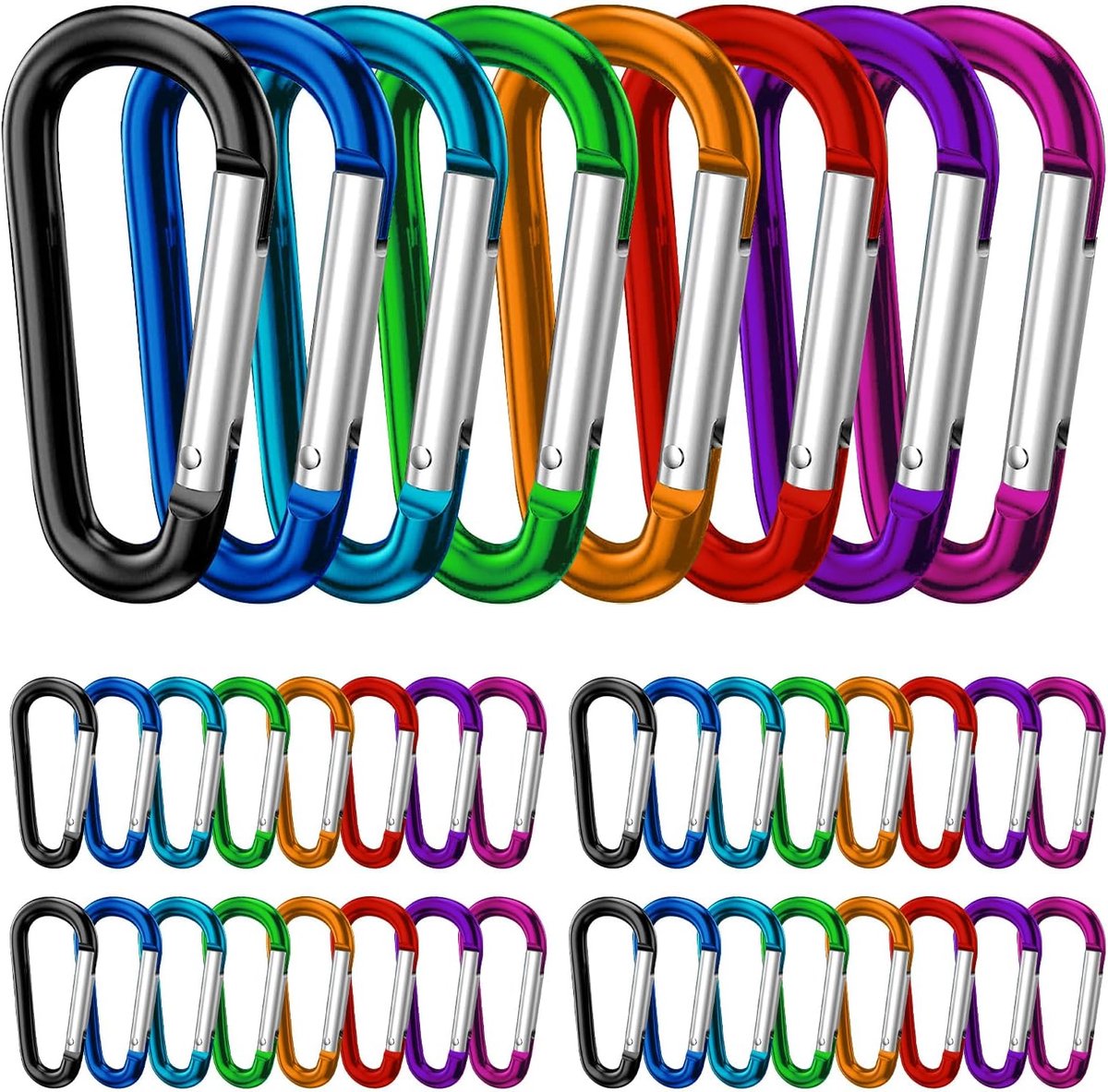 40 stuks karabijnhaken, kleurrijk, sleutelhanger, 40 x 4 mm, karabijnhaak, kleine karabijnhaak, set met klikhaken, voor rugzak, hondenriem, camping, vissen, reizen