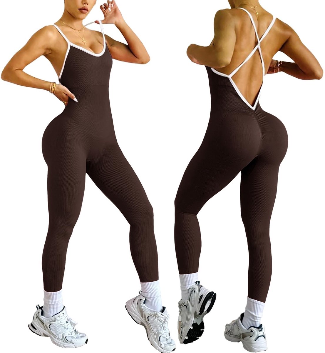 Dailygoods- Jumpsuit Dames Strak - Eendelig - Figuurvormend - Naadloos - Comfortabel - Geschikt voor Fitness/Yoga - Sportoutfit