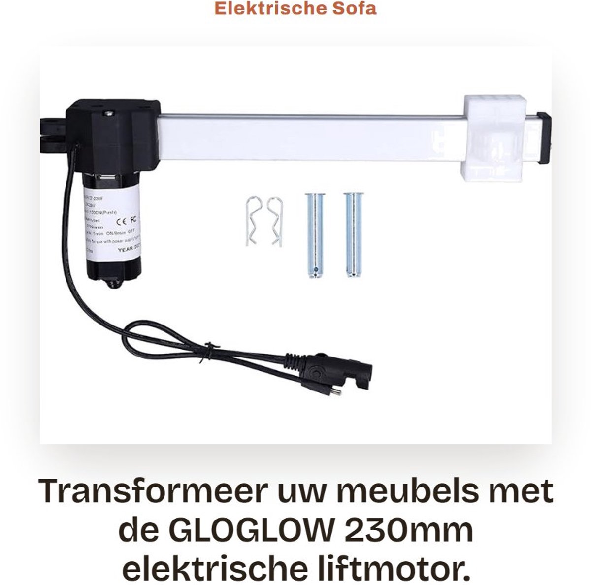 Dailygoods - Elektrische Sofa Lift Motor - 230mm - Voor Relaxfauteuils - Sterke Motor - Geschikt voor Bedden - Zwart