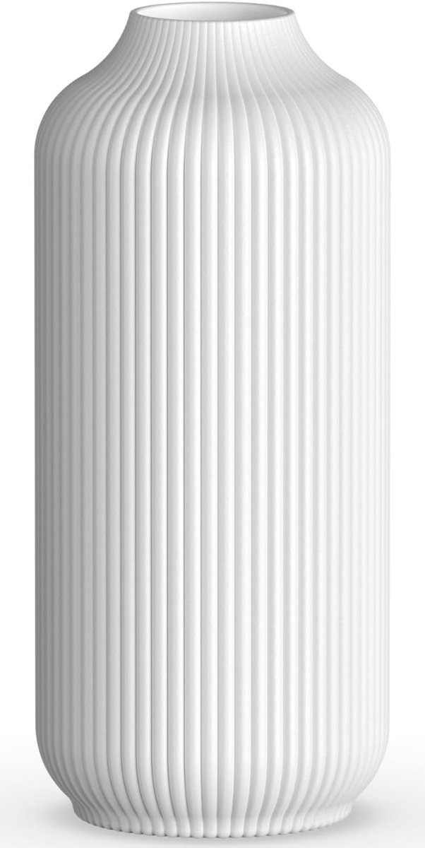 Dailygoods- Keramische Vaas - Premium geribbelde bloemenvaas - Bloemenvaas voor pampasgras - Decoratieve vaas - Boho vaas - Minimalistisch ontwerp