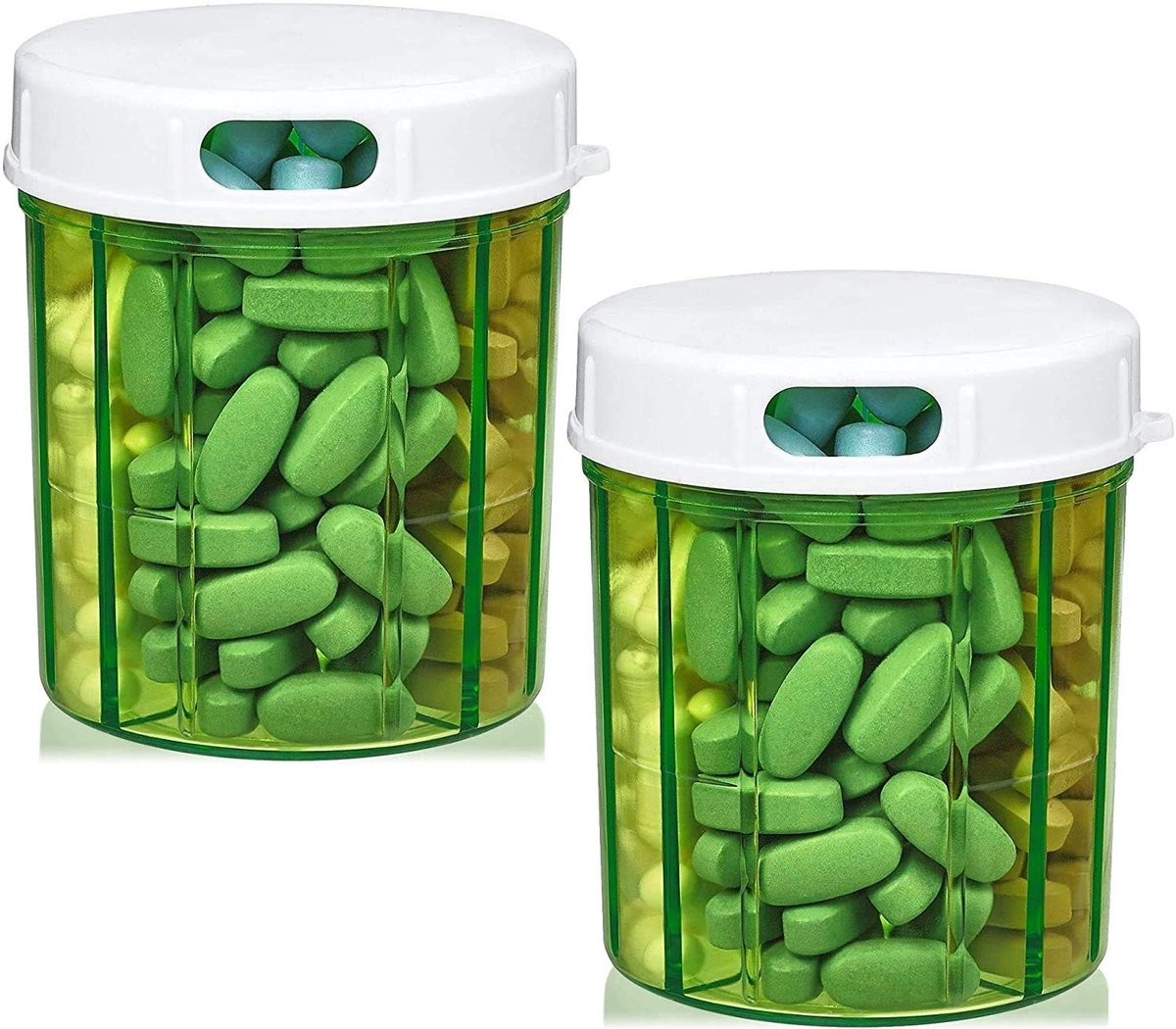 Dailygoods - Ronde Pill Organizer Dispenser - Set van 2 voor Medicijnen en Supplementen