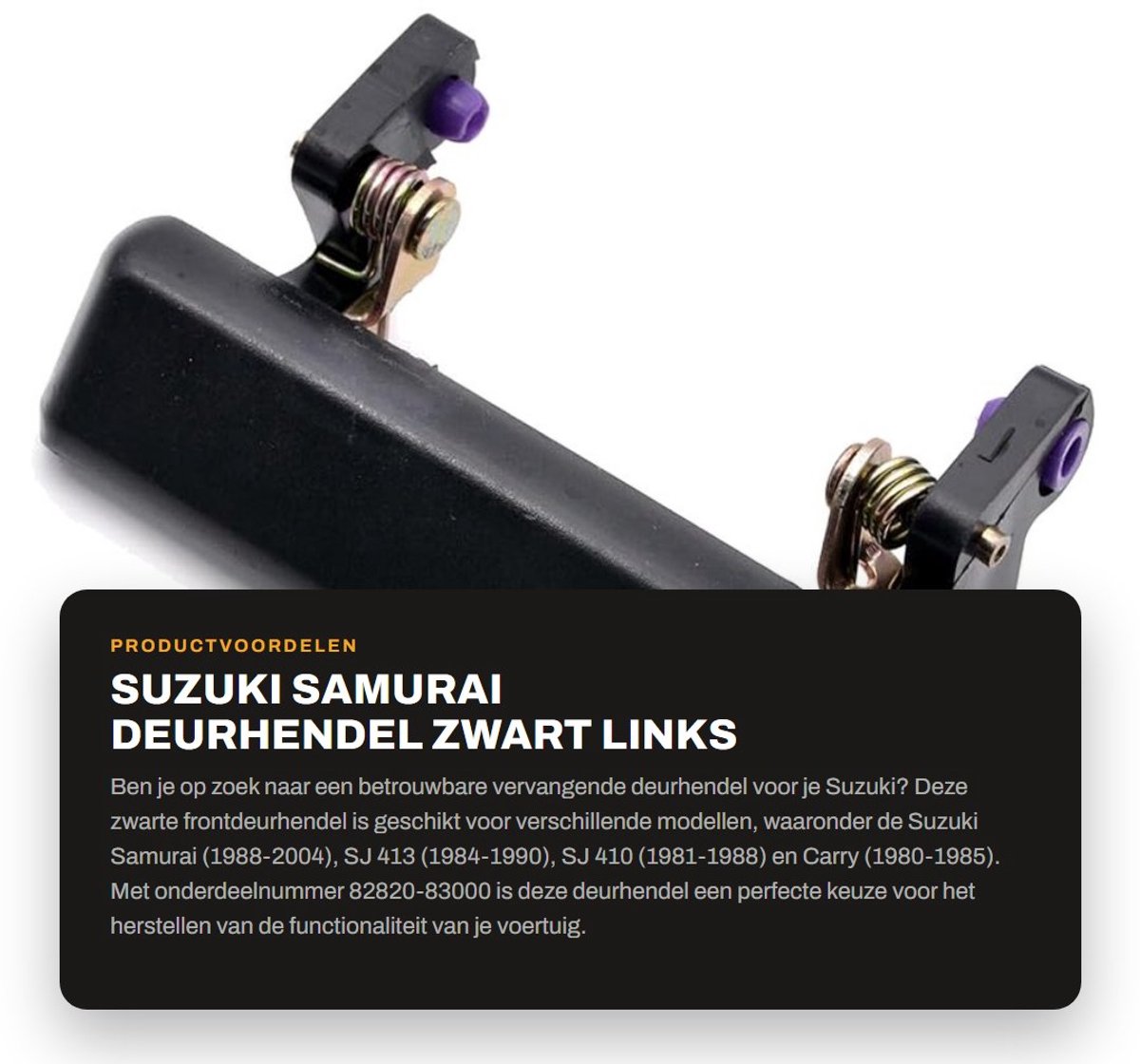Dailygoods- Deurgreep Zwart - Directe Vervanging - Geschikt voor Suzuki Samurai/SJ 413/SJ 410/Carry - Hoogwaardige Kwaliteit - Betrouwbare Functionaliteit - Onderdeelnummer 82820-83000 - Deurgreep Auto