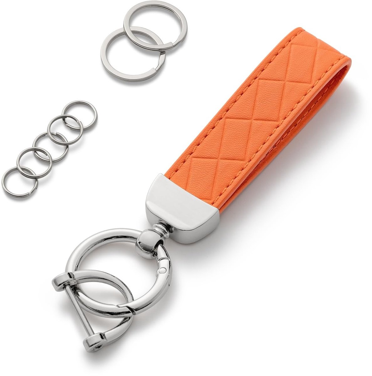 Dailygoods - AOKSUNOVA Autosleutelhanger van Leer Sleutelhanger Oranje Sleutelband met Sleutelring voor Dames, Meisjes