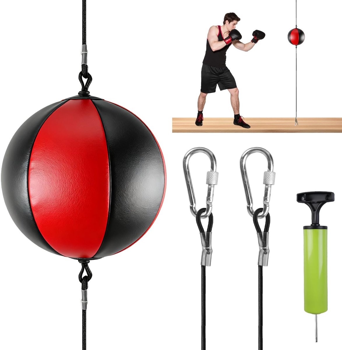 Dailygoods- Boksbal Dubbelzijdig - Hangende Snelheidsbal - Bokspeer Set - Deurbokszak - Bokstrainingsset - Inclusief Pomp en Accessoires - Speedball