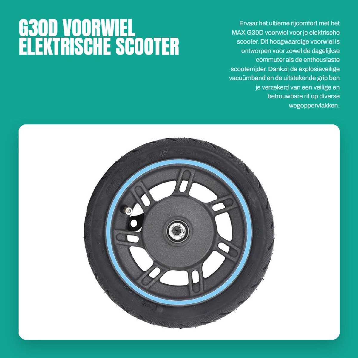 Dailygoods G30D Voorwiel Elektrische Scooter - Explosieveilige Vacuümband - Uitstekende Grip - Lekbestendigheid - Geschikt voor Verschillende We...