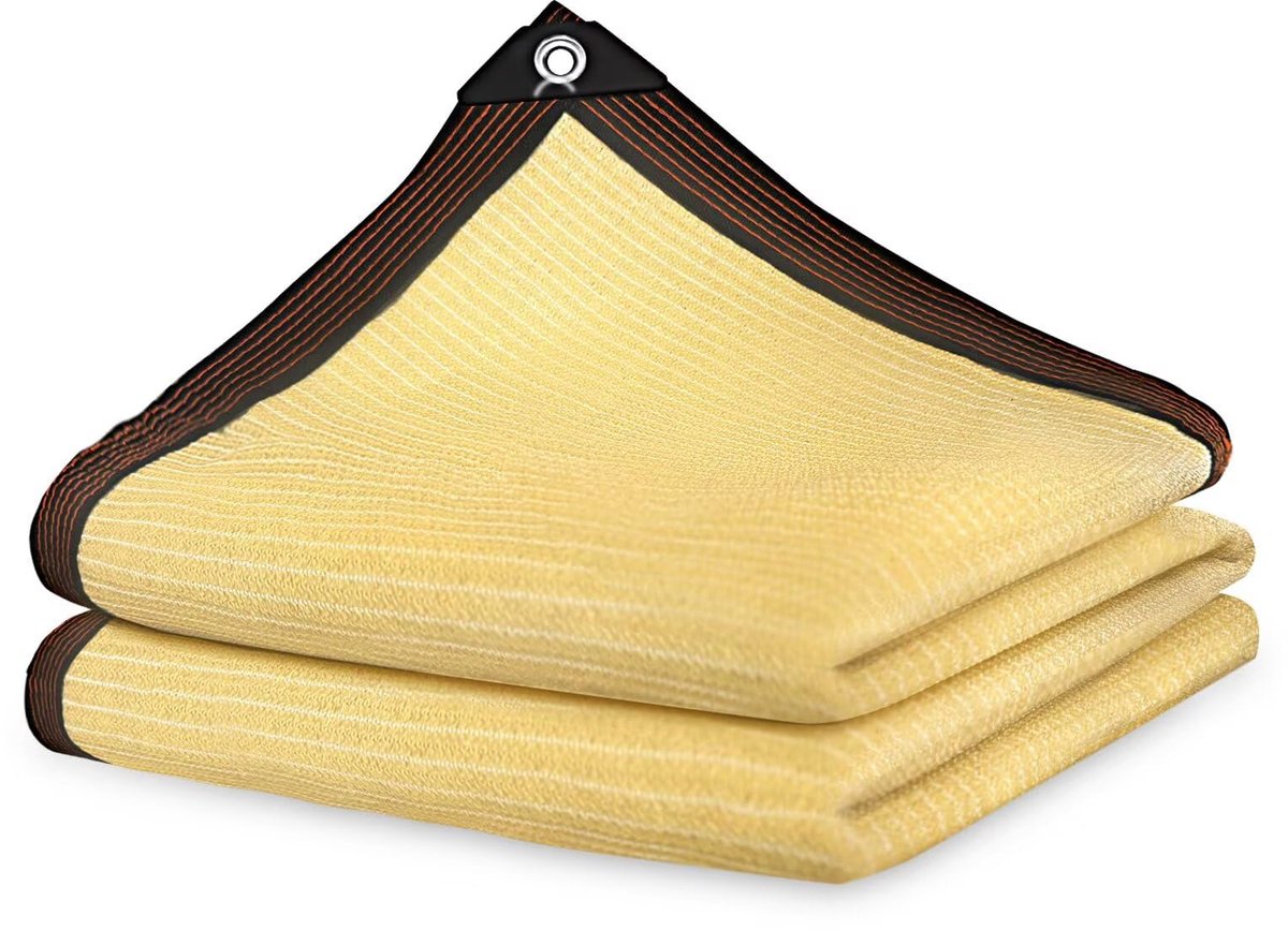 Schaduwnet met ogen, 2,5 x 3 m, beige, tuin, zonwering, net, terras, 72% schaduwpercentage, uv-bestendig, schaduwnet, voor kippenhok, tuin, outdoor, zonnenet