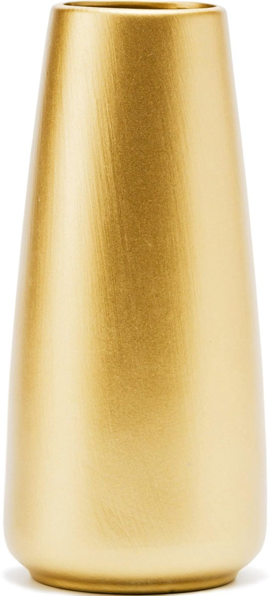 Vaas - 25,4 cm gouden keramische bloemenvaas voor thuis/tafel/accentdecoratie, minimalistische moderne keramische vazen voor tafelstukken, kamerdecoratie, woonkamer, slaapkamer of cadeau