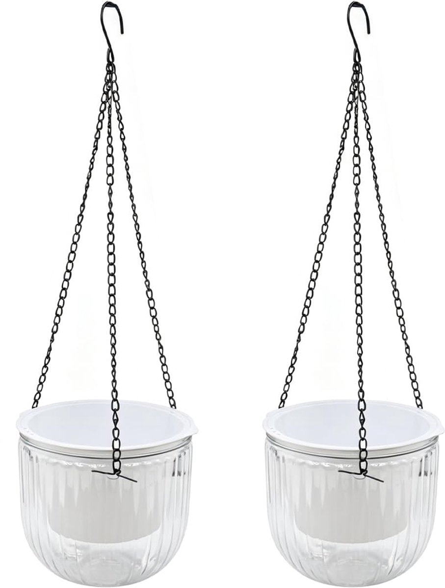 Plantenbakken 16,5 cm voor binnen, met 3 drainagegaten, geschikt voor binnen en buiten, plafond, balkon of wanddecoratie (wit)