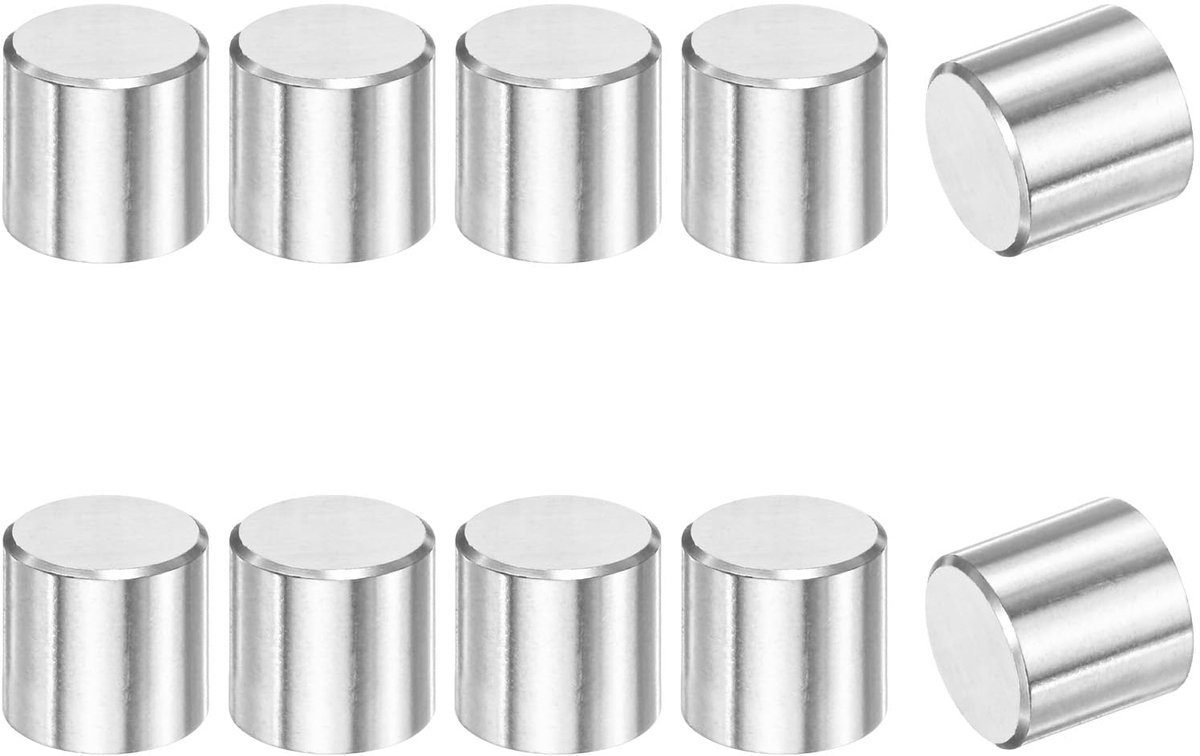 METERXITY 10-pack 10 x 12 mm cilinderstift, 316 roestvrij staal steunpen bevestigingselementen voor apparaten, cilindrische steunbouten voor planken [zilverkleur]