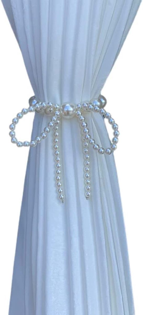 Decoratieve Accessoires Gordijn 2 Paar Gordijn Tiebacks Elegante Parel Strik Magnetische Gordijn Accessoires Praktisch