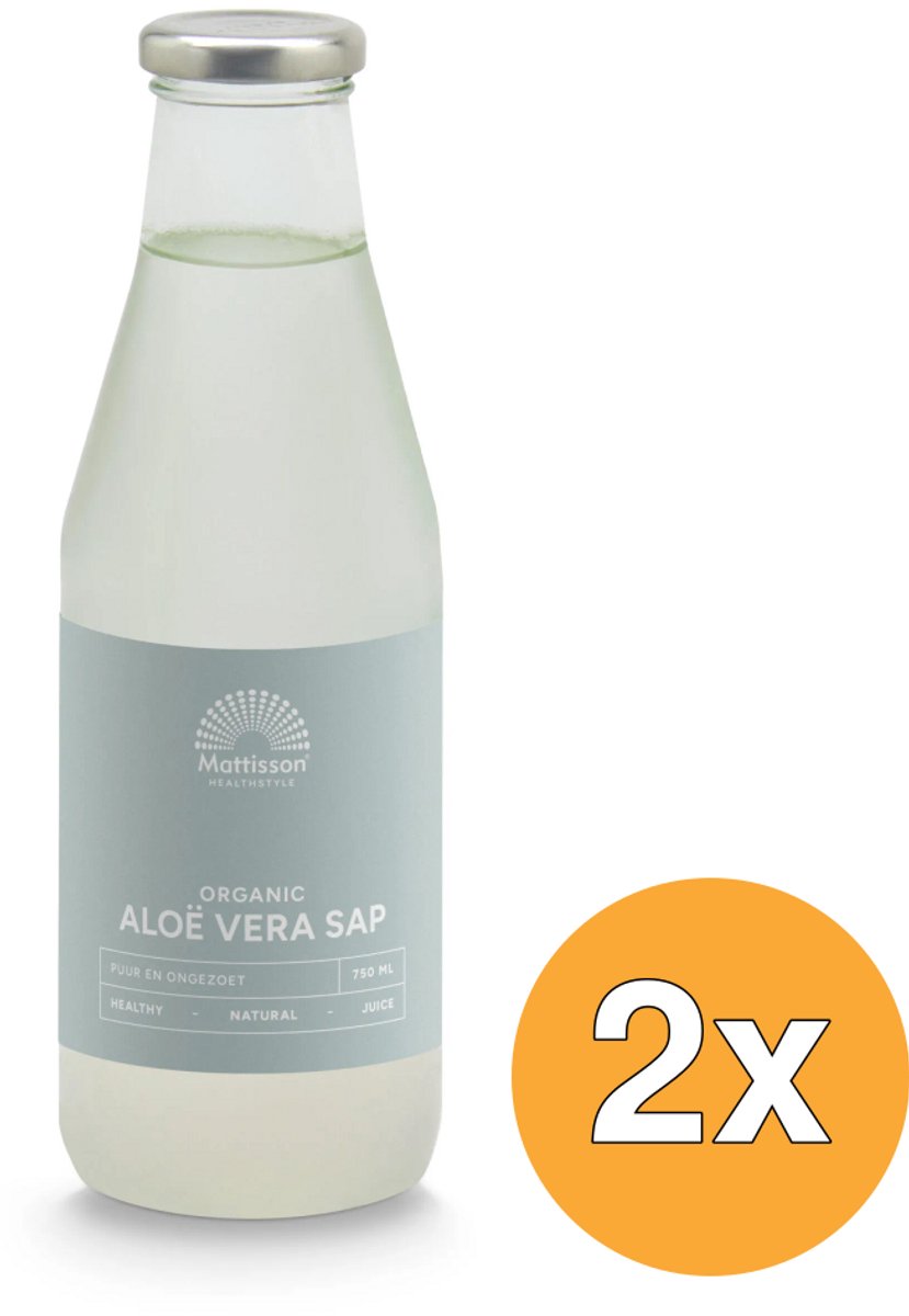 2x Mattisson Aloe Vera Juice Puur Sap Bio (750 ml)