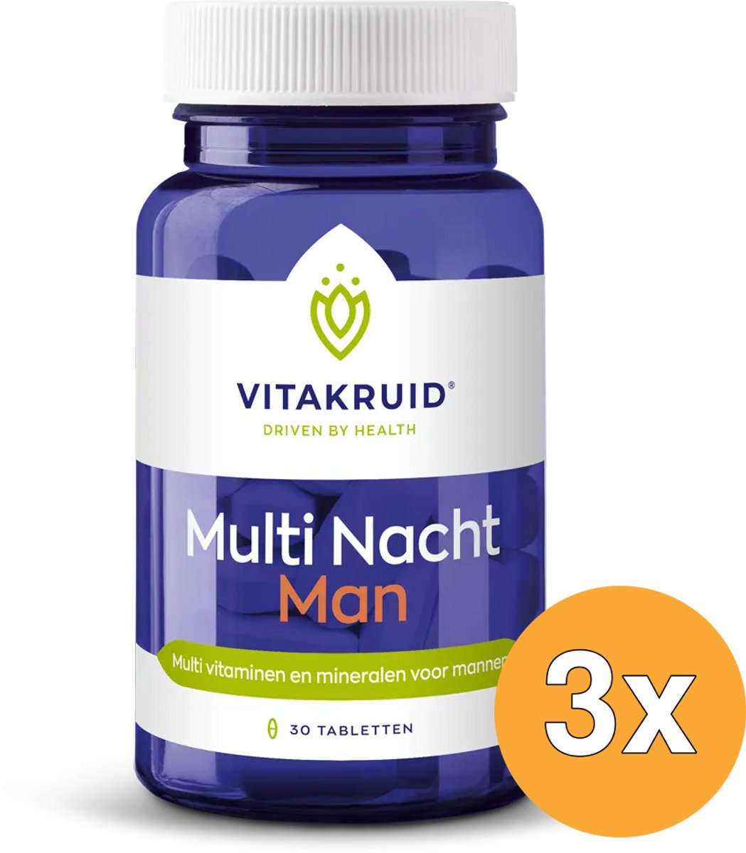 3x Vitakruid Multi Nacht Man 100% Vegan (30 tabletten)