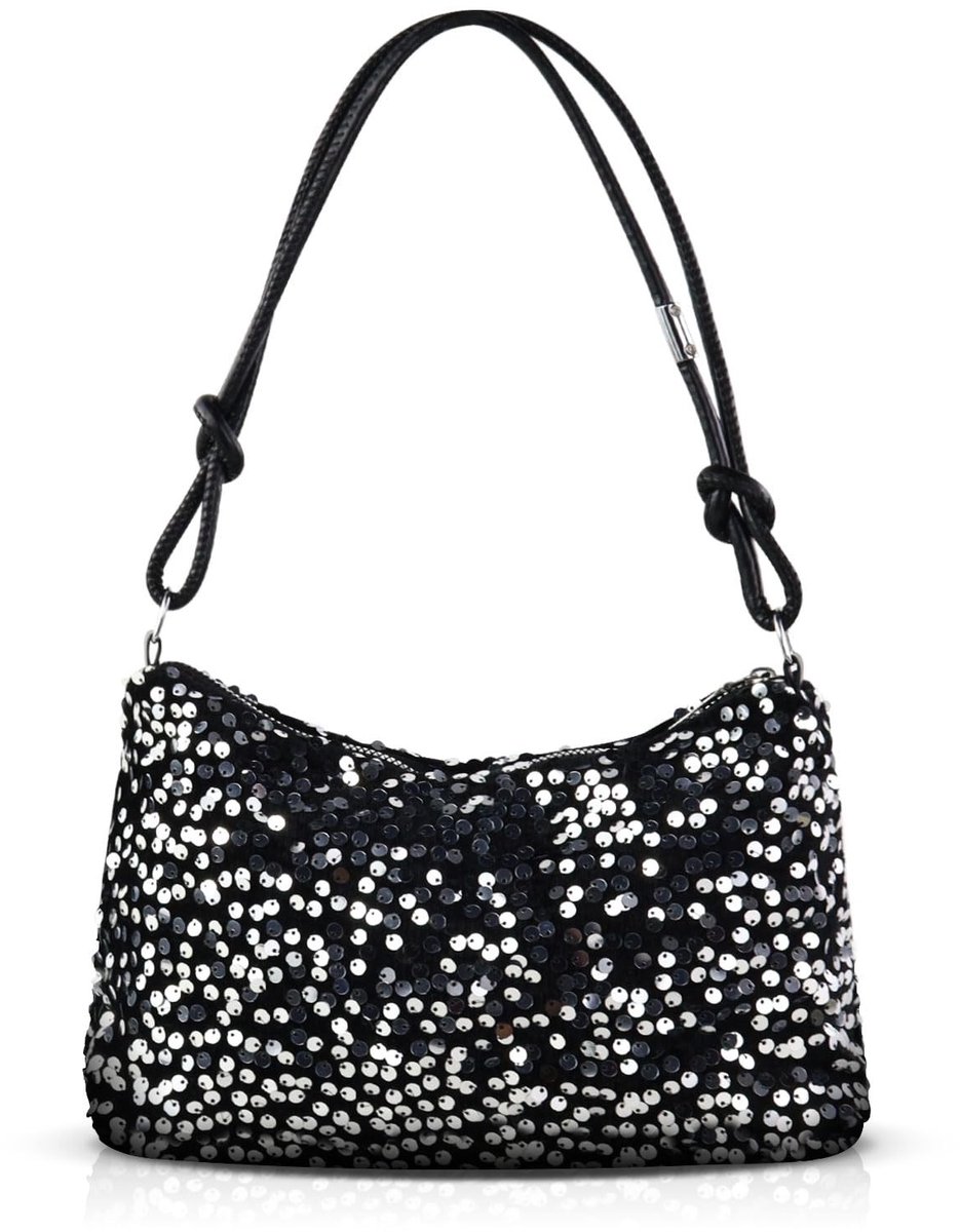Dailygoods - Kleine handtas voor dames, fonkelende pailletten en pluche avondtas voor dames, met gladde ritssluiting, kleine handtas voor feestjes, dating, winkelen