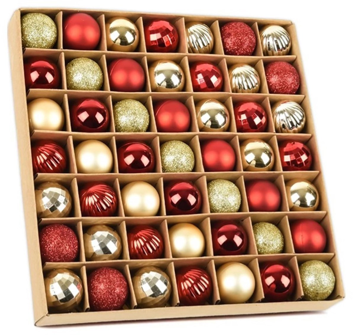 Dailygoods - 49-delige Kerstboom Kerstballen Set - Onbreekbare 3cm Ornamenten in Rood en Goud