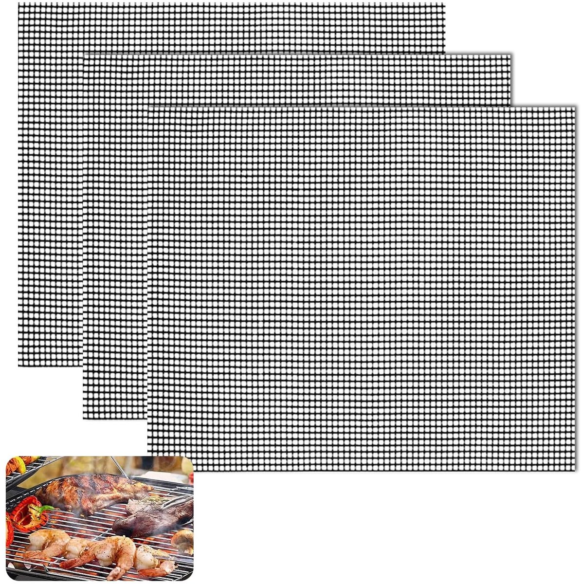 Dailygoods- Grillmat Herbruikbaar - BBQ Grillmat 40 x 30 cm - Anti-aanbak - Hittebestendig - Duurzaam - Eenvoudig te reinigen - Barbecue Mat