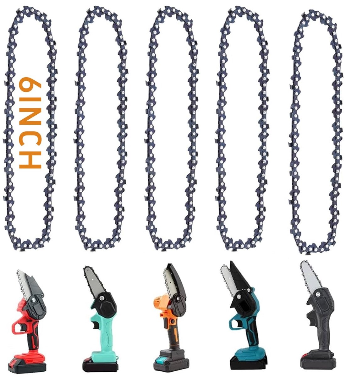 Dailygoods- Zaagketting 5 Stuks - 6 Inch Kettingzaag - 1/4 Inch - 37 Aandrijfschakels - Voor Tuinbomen - Slijtvast en Lichtgewicht