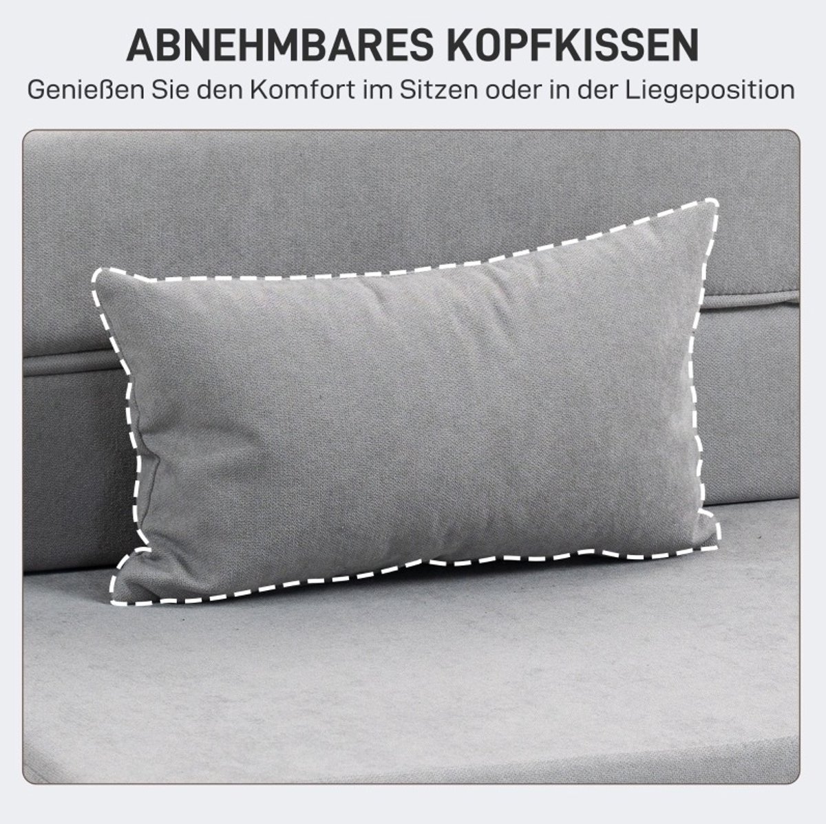 MIVRAY Chaise Longue 80 x 80 x 64 cm - Opvouwbaar Tot Bed En Matras - Voor Woonkamer En Logeerkamer - Flanellstof - Lichtgrijs