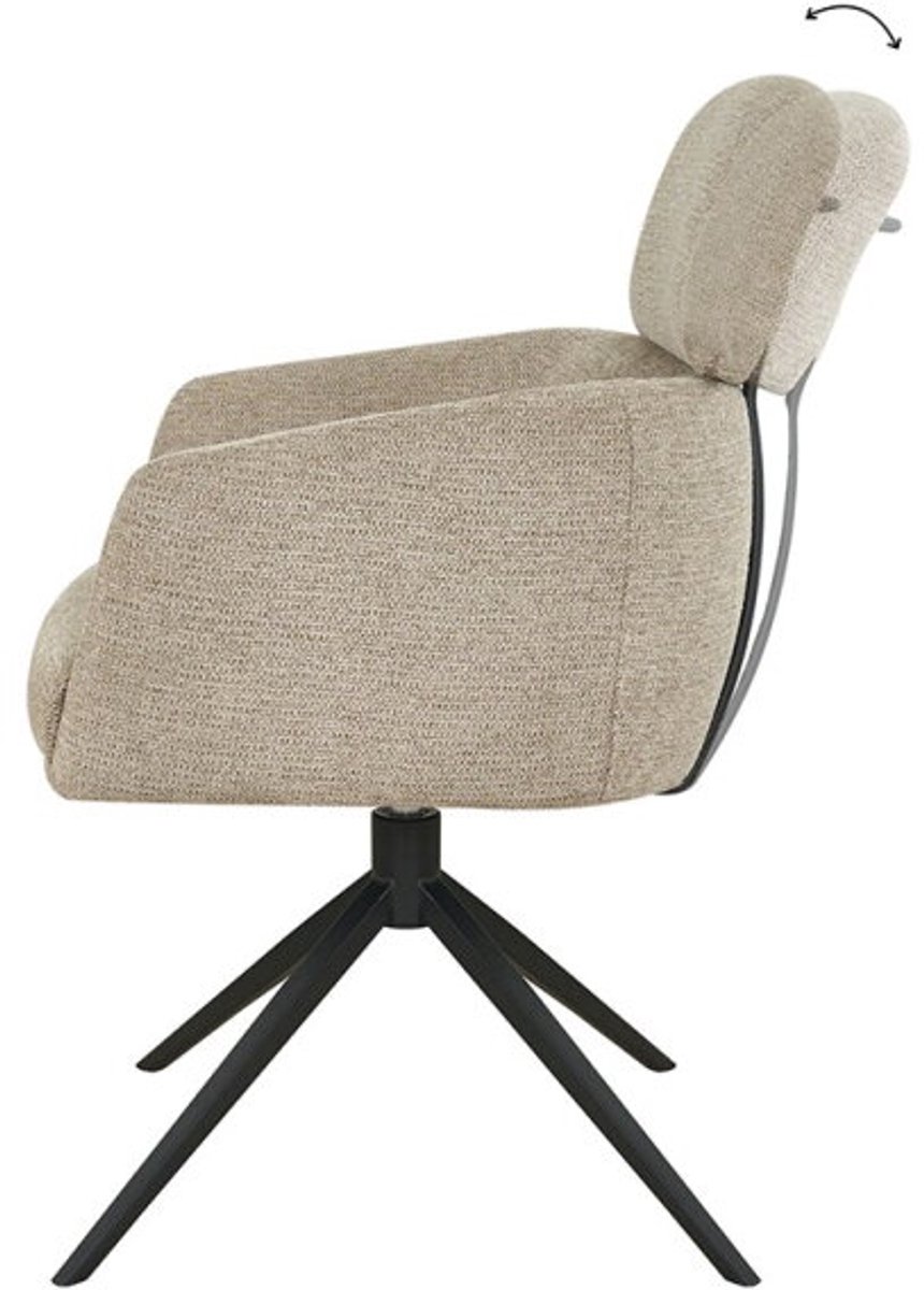 Eetkamerstoel Kelly - draaibaar 360 - Aragon Sand 20 - eetkamerstoelen set van 2