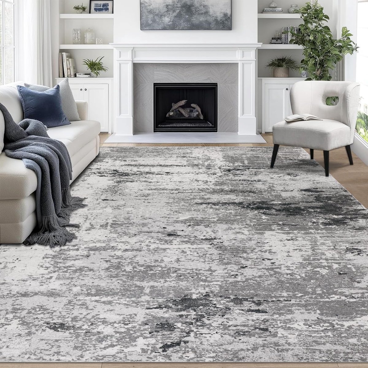 Abstract Tapijt Woonkamer Grijs 160x230cm Wasbaar tapijt Kortpolig tapijt Slaapkamer Vloerkleed Mat voor woonkamer Eetkamer Kantoor Keuken Speelkamer