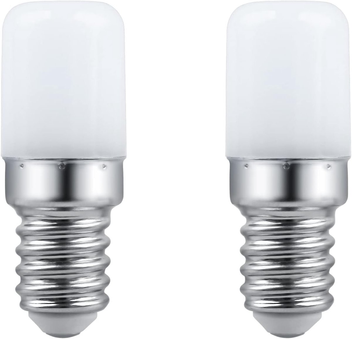 E14 LED lampen T18 voor koelkast, 3W warm wit 3000K, 300 lumen, niet dimbaar, vervangt 30W gloeilamp, set van 2 stuks