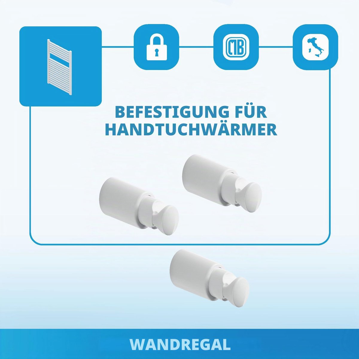 3 planken in ABS voor handdoekradiatoren - buizen Ø 15 tot 28 mm, afstand tussen de buizen