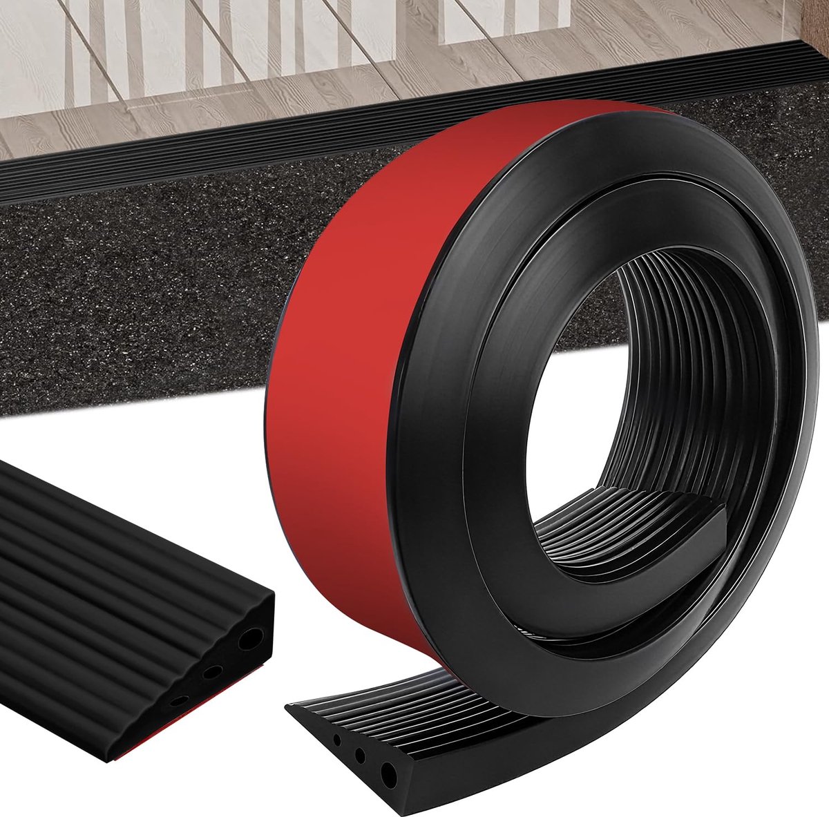 Drempelhelling van pvc, deurdrempelhelling, 2 x 6 x 100 cm, zelfklevend, deurdrempels, rubber, antislip oppervlak voor rolstoel, kinderwagen, stofzuiger
