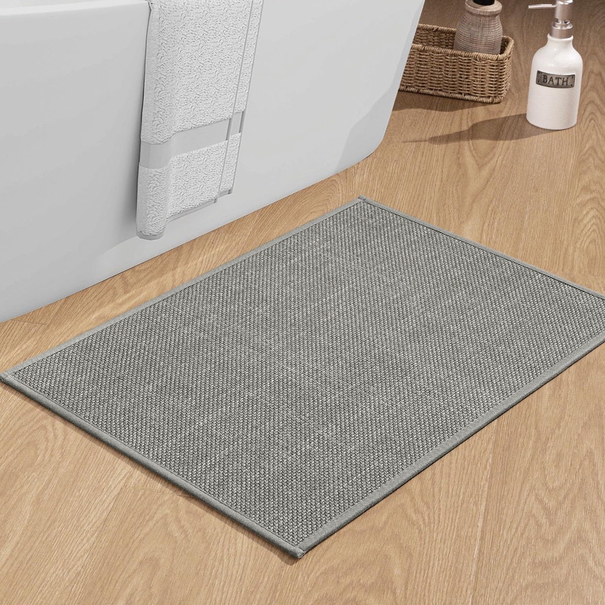 Badmat 60 x 90 cm antislip badematte met rubberen achterkant badmat antislip wasbaar badvoorlegger badtapijt badkamer douchemat grijs