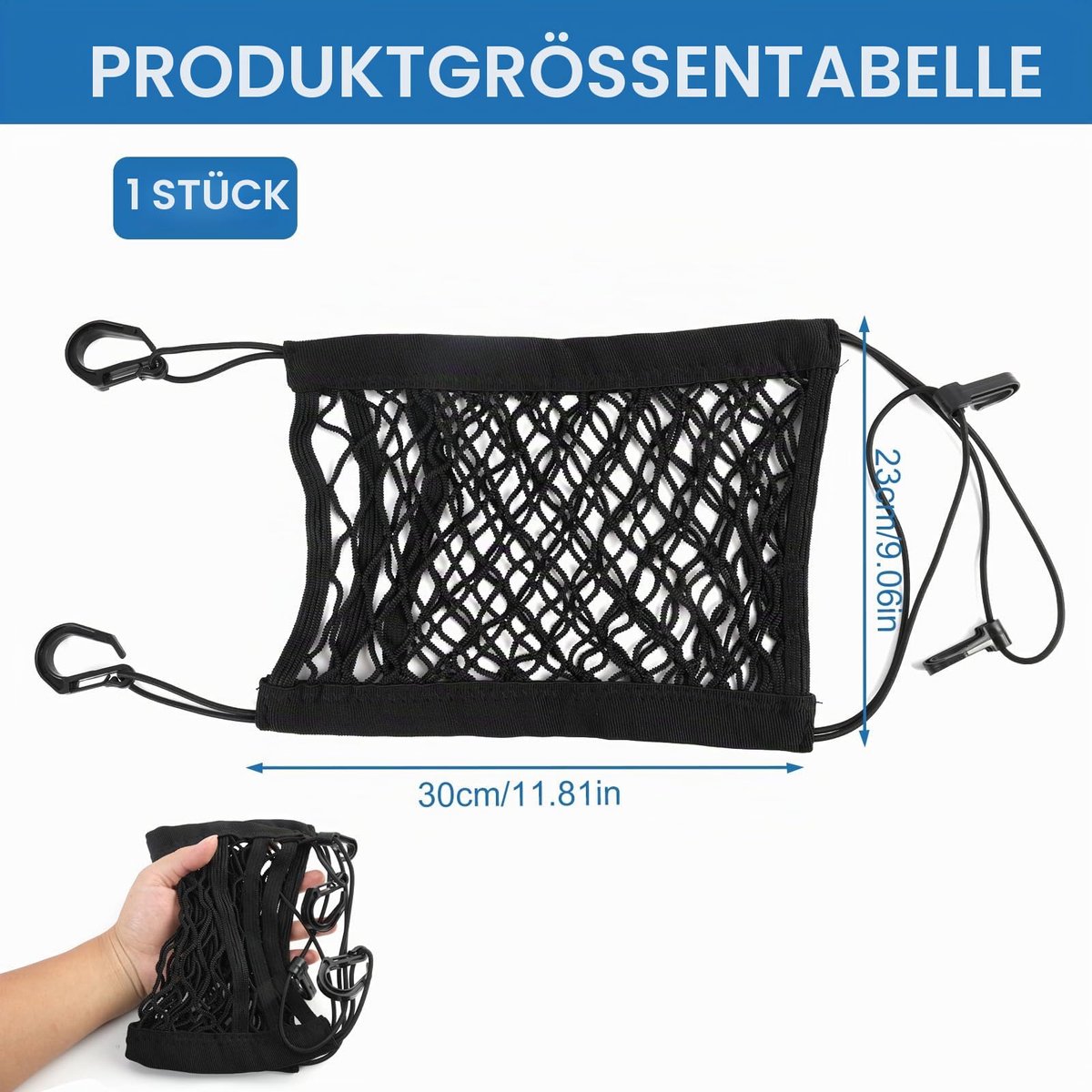 Autonettas met 3 lagen, praktische opbergtas voor rugleuning, autonet voor honden, opbergnet, veiligheidsbarrière voor dieren, zakdoekhouder