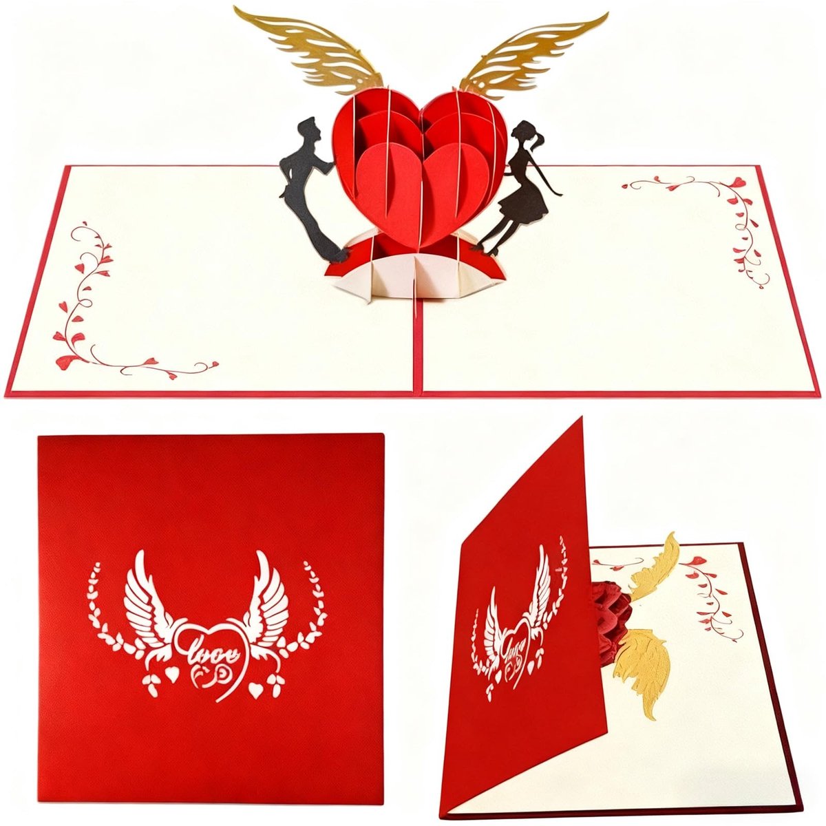 Dailygoods- Wenskaart 3D Pop-up Ontwerp - Luxe Papieren Kaart - Huwelijksdag/Jubileum - Romantisch Motief - Handgemaakt - Duurzaam Materiaal