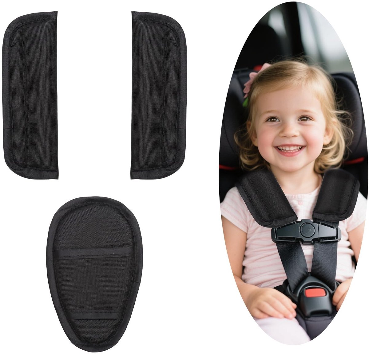 Dailygoods- Gordelkussen Veiligheidsgordel - Gordelbeschermer Kind - Schouderkussen - Universele Gordelhoes - Set van 3 Pads - 1 Stuk