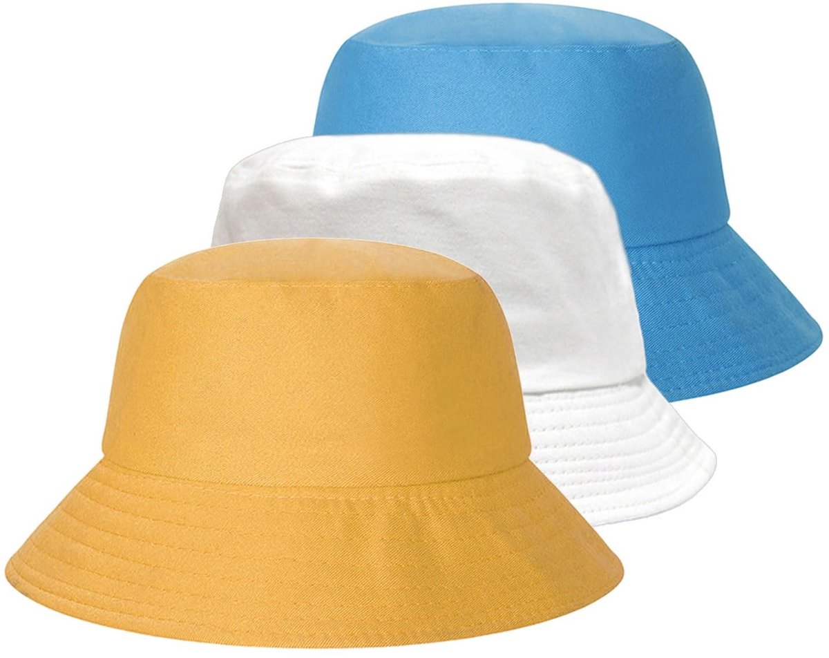 Dailygoods- Zonnehoed UV-bescherming - Zomervissershoed - Emmerhoed - 3 stuks - Polyester - Ademend materiaal