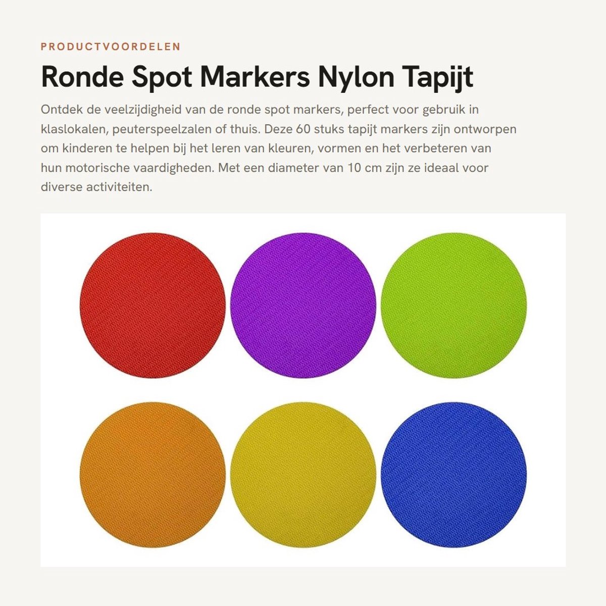 Dailygoods- Vloermarkering 60 Stuks - Ronde Nylon Cirkels - Anti-slip - Duurzaam - Multi Color - Hoge Zichtbaarheid - Tapijtmarkers
