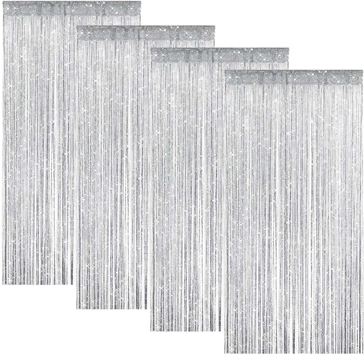 Deurgordijn, 100 x 200 cm, glitter parelgordijn, ruimteverdeler, raamdecoratie voor bruiloft, feestdecoratie