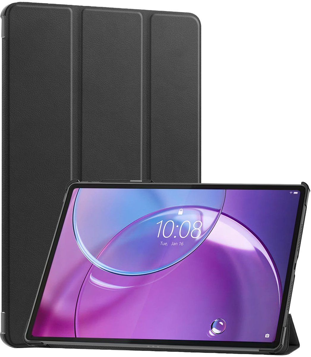 Hoes - Geschikt voor Lenovo Idea Tab Pro Gen 2 - Dun & Stevig - Trifold Bookcase - Hard Cover - Hardcover Book Case - Tablet Hoesje - Zwart