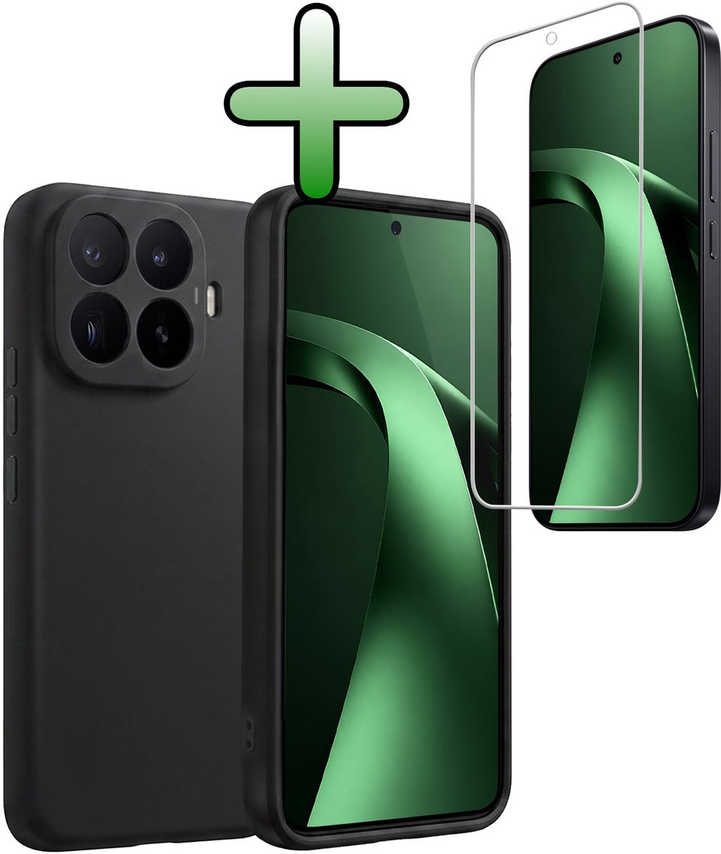 Hoesje Met Screenprotector - Geschikt voor Xiaomi 17T - Sterk & Shockproof - Back Cover - Siliconen Case - Telefoon Hoes - Zwart