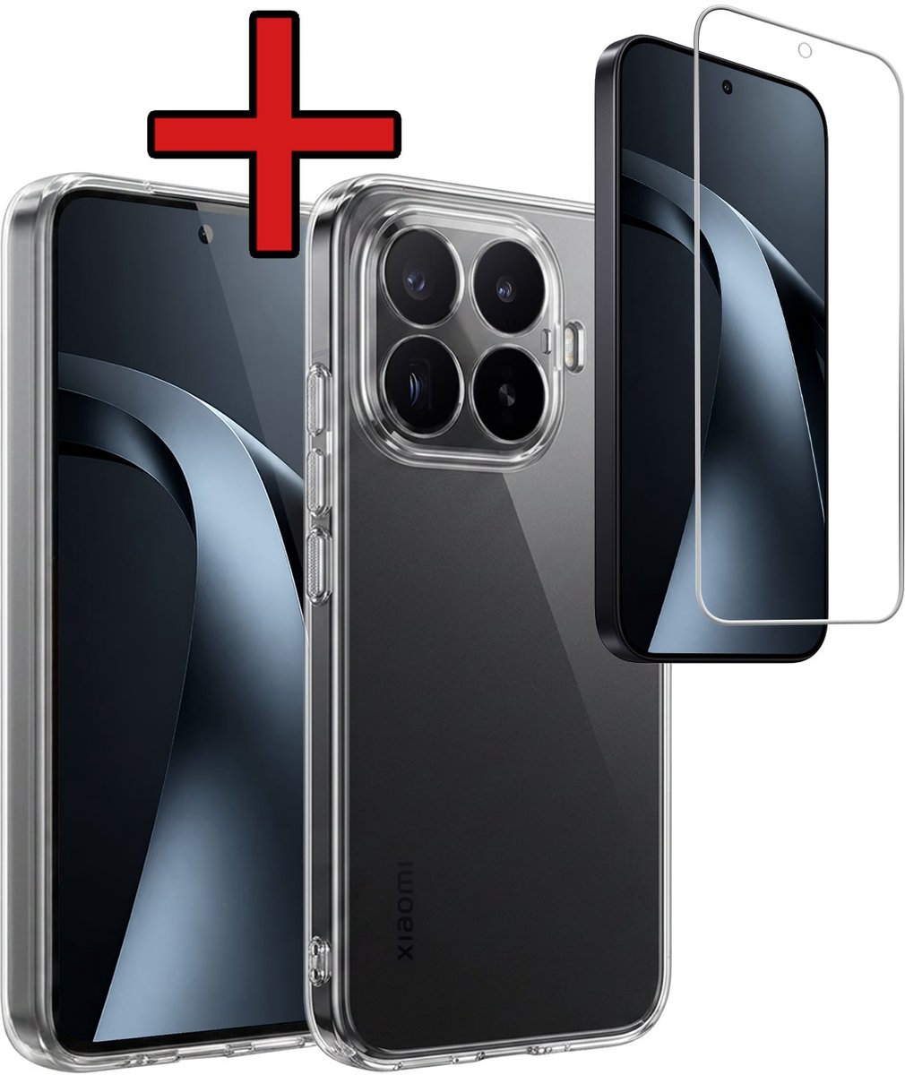 Hoesje - Met Screenprotector - Geschikt voor Xiaomi 17T - Sterk & Shockproof - Telefoon Hoes - Back Cover - Siliconen Case - Telefoonhoes - Transparant