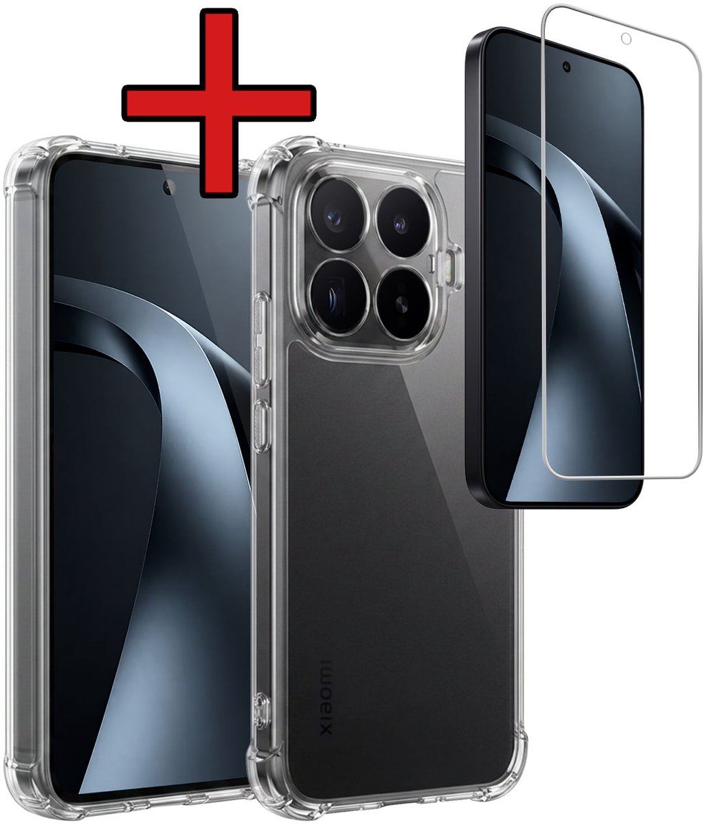 Hoesje - Met Screenprotector - Geschikt voor Xiaomi 17T - Sterk & Shockproof - Back Cover - Siliconen Case - Telefoon Hoes - Shock Proof - Telefoonhoes - Transparant