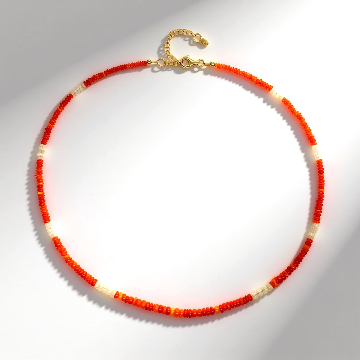 Cavill - Elegante Zilveren Ketting 925 Sterling Zilver - Welo- en Ethiopische Oranje Opalen 29,41 ct - Verstelbare Luxe Ketting voor Dames