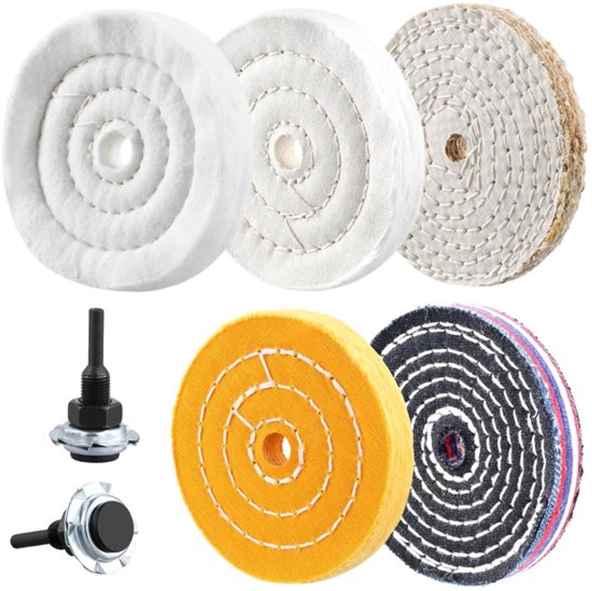 5-delige set polijstschijven met 1.27 cm schachtgat voor auto, hout, kunststoffen en metalen - 10.16 cm diameter