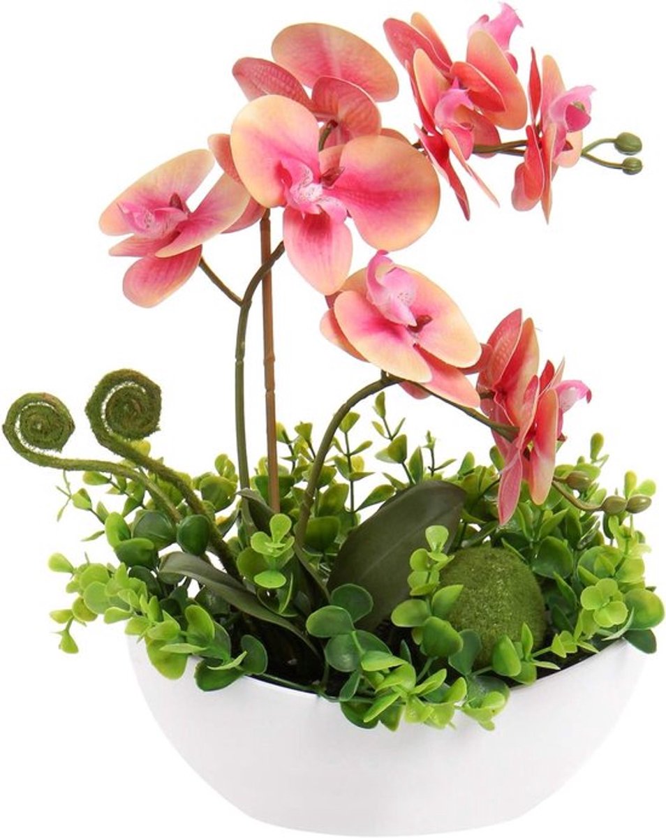 Natuurlijke uitstraling Kunstplanten Orchideeën voor Interieurdecoratie in Keramische Pot, 35 cm Hoog, Perfect voor Tafel en Vensterbank