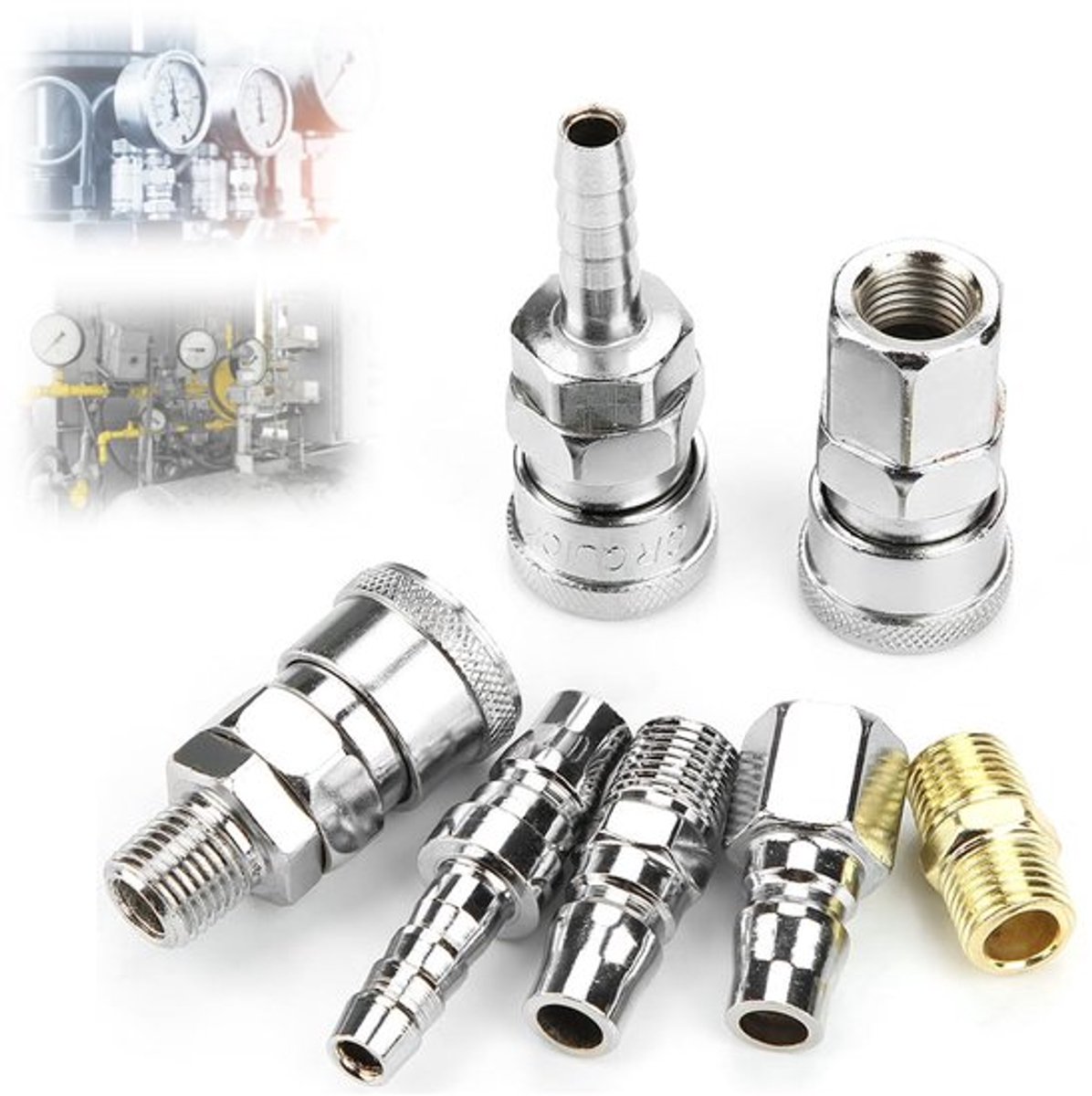 Luchtcompressor Connector 18 Stuks - Snelkoppeling Gas 1/4" - Hoge Sterkte Fittingen - Stabiele Prestaties - IJzer - Voorkomt Luchtontsnapping
