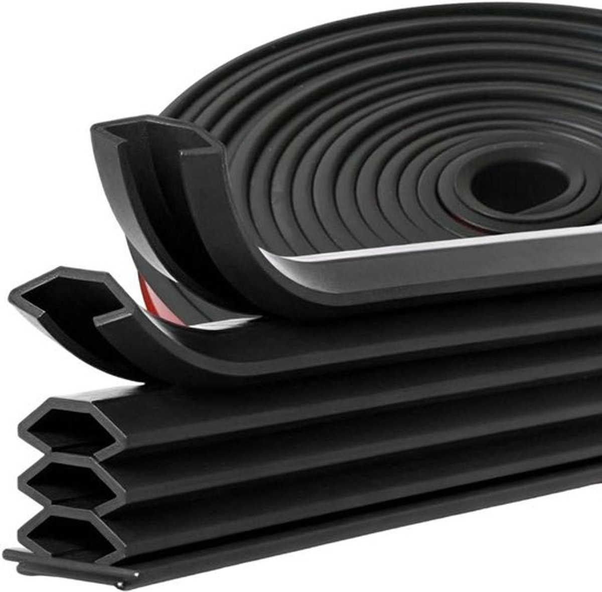 Zwarte afdichtingstape voor deuren en ramen - 10 mm x 15 mm x 6 m - 5-laagse rubberen afdichting - instelbare deurafdichting - anti-botsing - geluidsdicht - huis - woningencentrum.