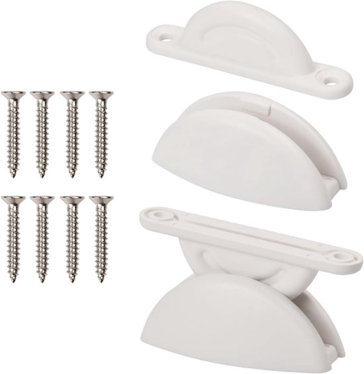 Duurzame plastic deurstopper voor motorhome en caravan met schroeven, ideaal voor camping en bootaccessoires, set van 2 (wit)