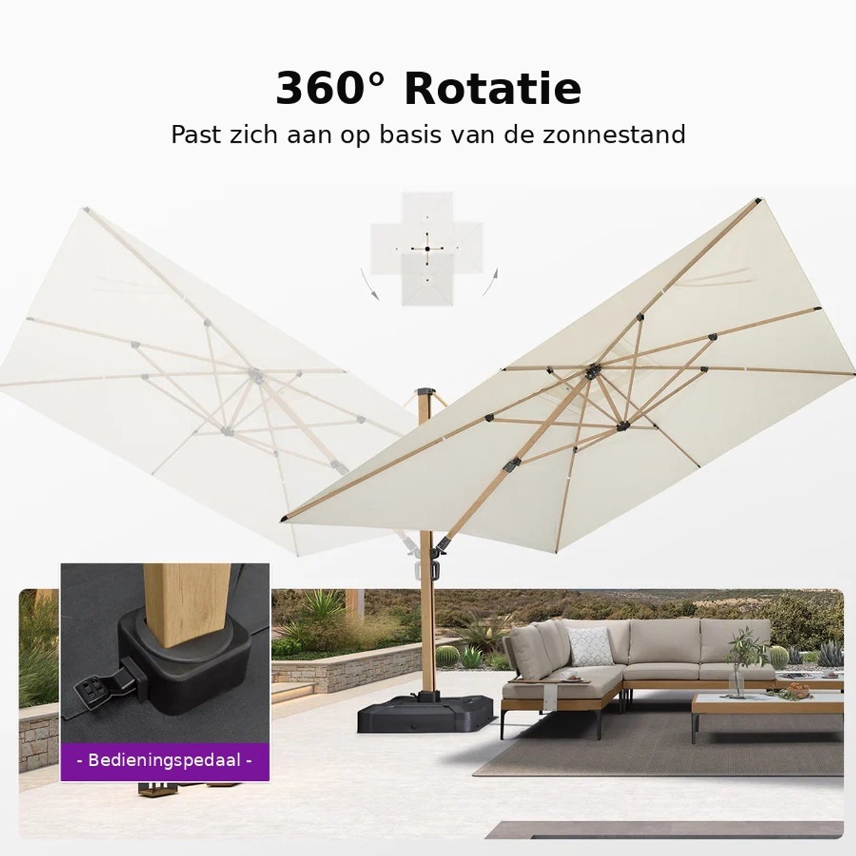 Purple Leaf Parasol déporté 300x300 cm - Blanc